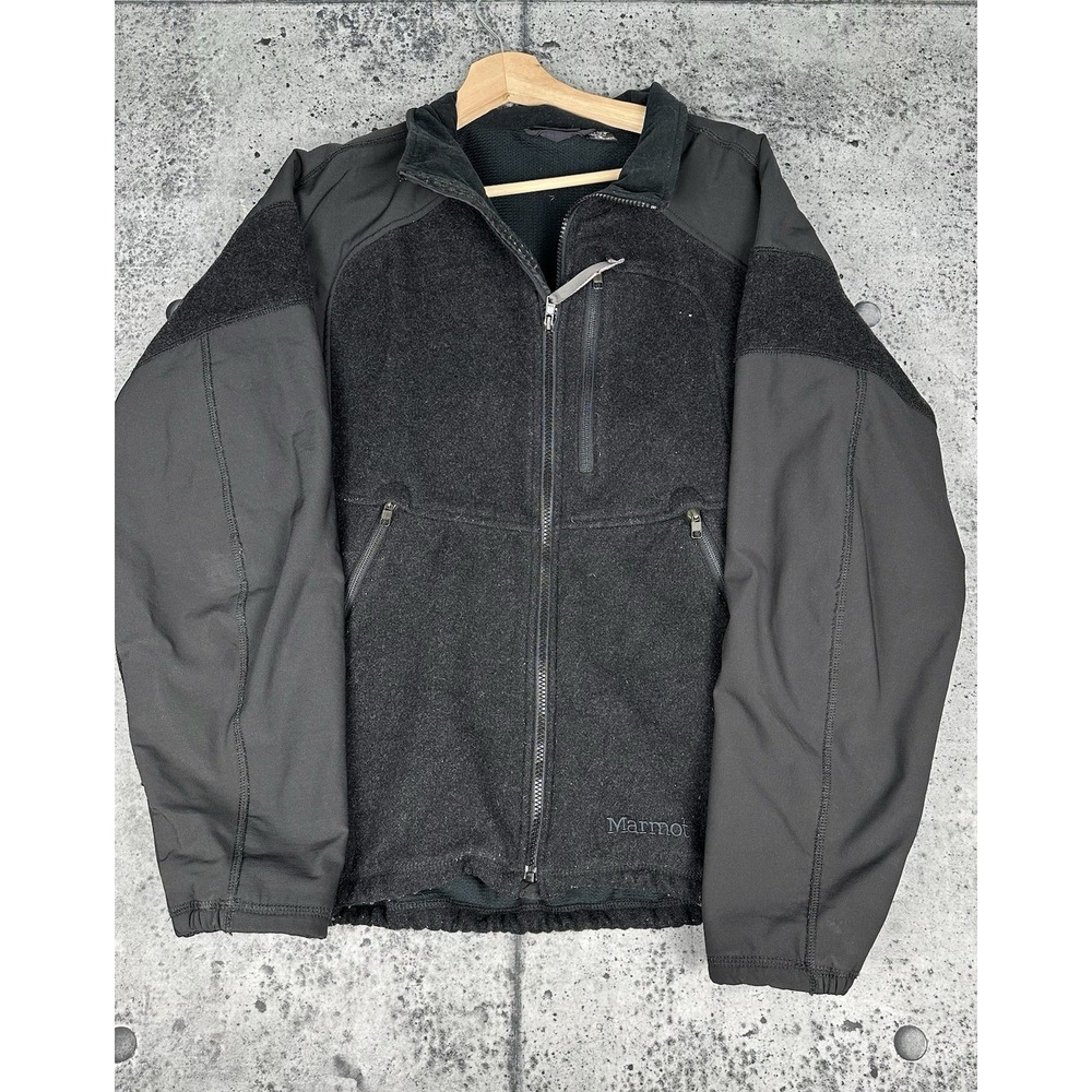 Marmot‎ Adamant Jacket Wool SoftShell Gore-tex Windstopper Stretch Coat Black  L